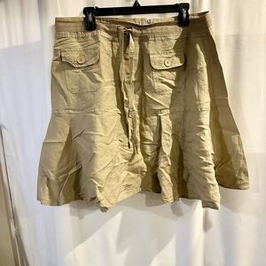 Jamie Nicole Women Linen Blend Skirt Flare A-Line Sz 15 / 33x20 Tan Pockets